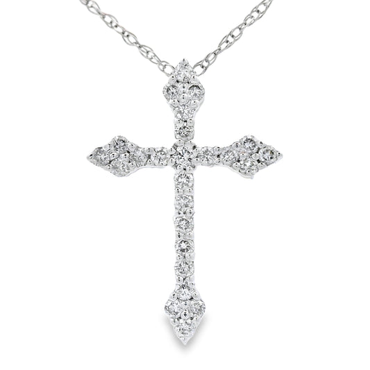 .16ct Diamond Cross Religious Pendant 14KT White Gold