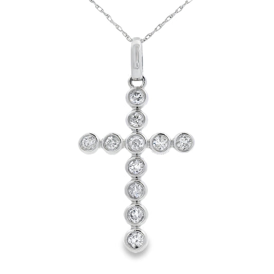 .50ct Diamond Cross Religious Pendant 14KT White Gold