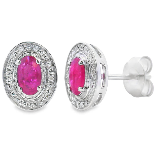 .73ct Ruby Diamond Earrings 10KT White Gold