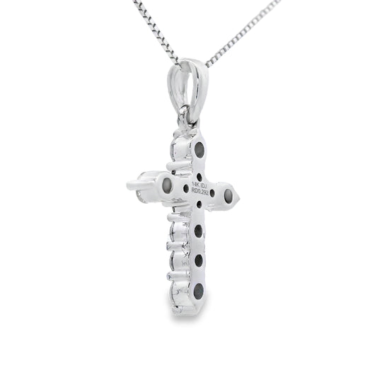 .30ct Diamond Cross Religious Pendant 14KT White Gold