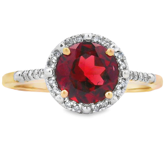 1.75ct Garnet Diamond Ring 10KT Yellow Gold