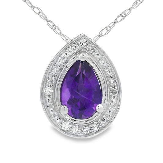.37ct Amethyst Diamond Fashion Pendants 10KT White Gold