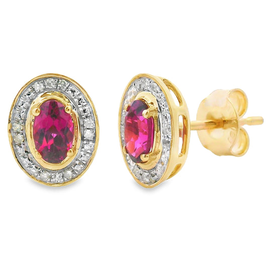 .67ct Garnet Diamond Earrings 10KT Yellow Gold