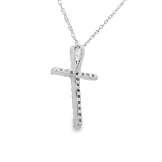 .10ct Diamond Cross Religious Pendant 14KT White Gold