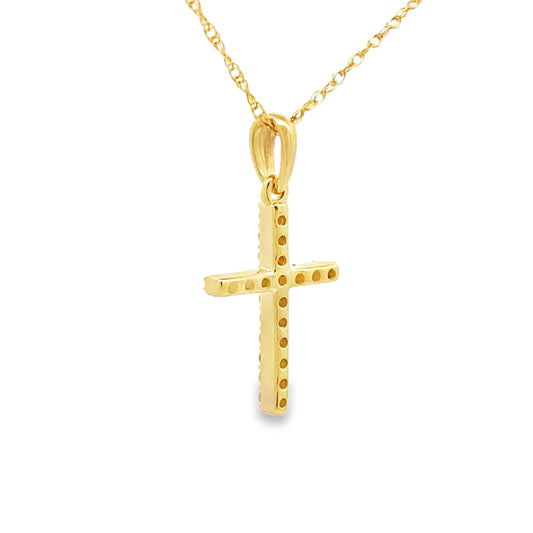 .10ct Diamond Cross Religious Pendant 14KT Yellow Gold