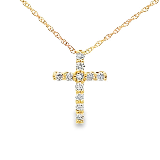 .15ct Diamond Cross Religious Pendant 14KT Yellow Gold