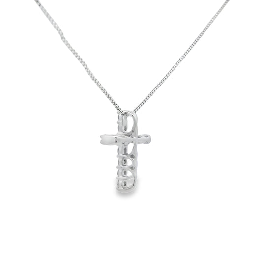 .15ct Diamond Cross Religious Pendant 14KT White Gold