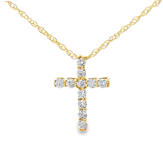 .12ct Diamond Cross Religious Pendant 10KT Yellow Gold