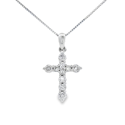 .30ct Diamond Cross Religious Pendant 14KT White Gold