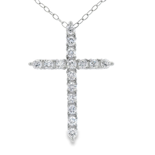 Genuine .65ct Cross Religious Pendant Sterling Silver