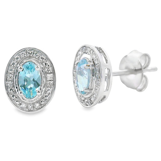 .46ct Aquamarine Diamond Earrings 10KT White Gold
