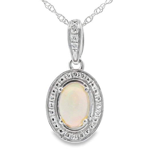 .04ct Opal Diamond Fashion Pendants 10KT White Gold
