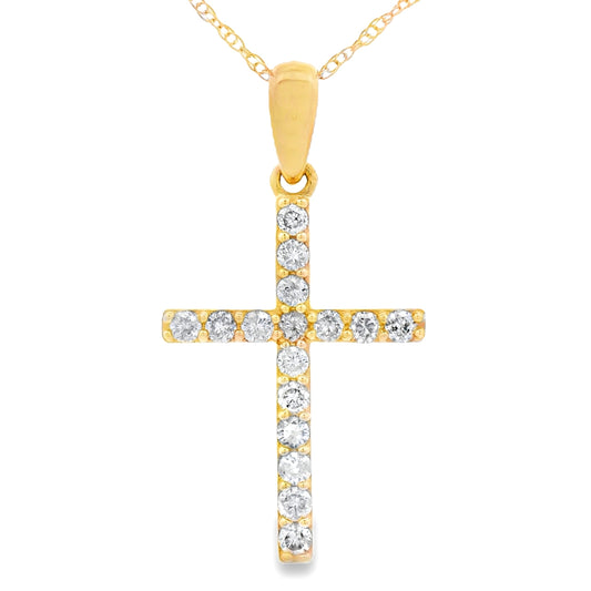 .25ct Diamond Cross Religious Pendant 14KT Yellow Gold