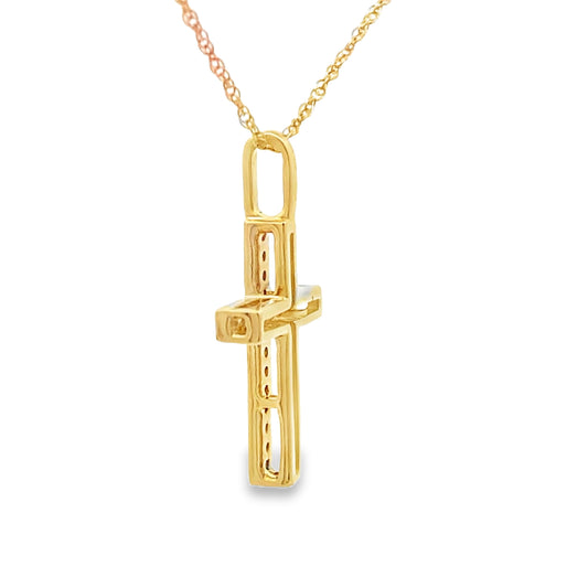 .07ct Diamond Cross Religious Pendant 10KT Yellow Gold