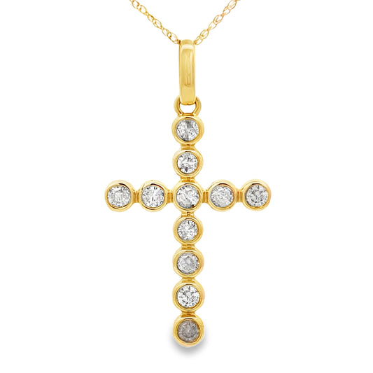 .50ct Diamond Cross Religious Pendant 14KT Yellow Gold