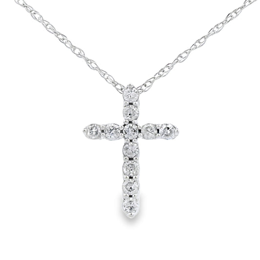 .12ct Diamond Cross Religious Pendant 14KT White Gold