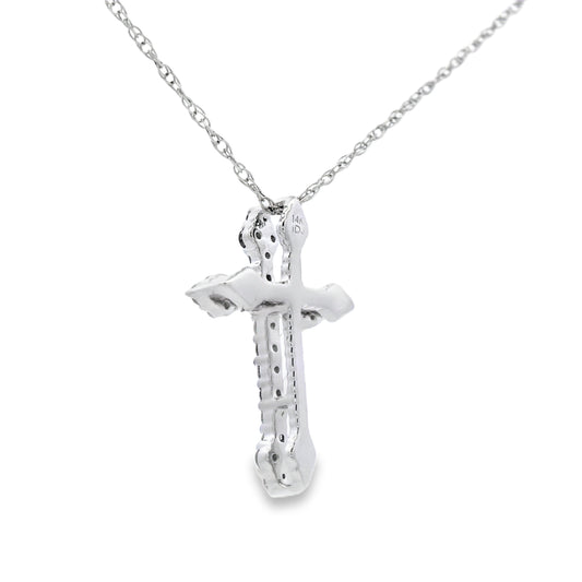 .16ct Diamond Cross Religious Pendant 14KT White Gold