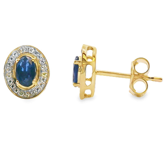 .61ct Sapphire Diamond Earrings 10KT Yellow Gold