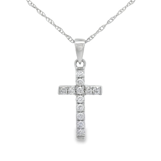 .11ct Diamond Cross Religious Pendant 14KT White Gold