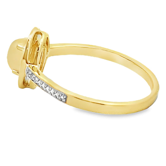 Genuine .36ct Opal Diamond Ring 10KT Yellow Gold