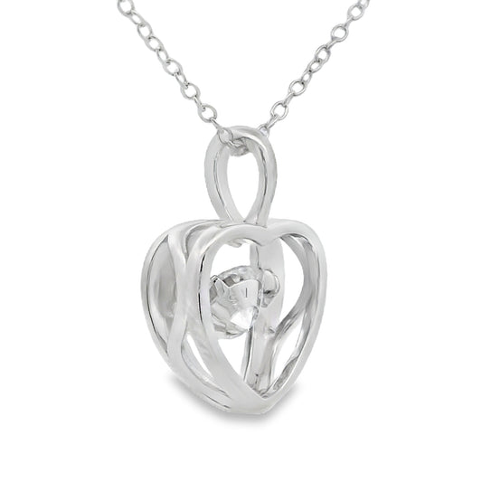 1.00ct Moissanite Heart Love Pendant Sterling Silver