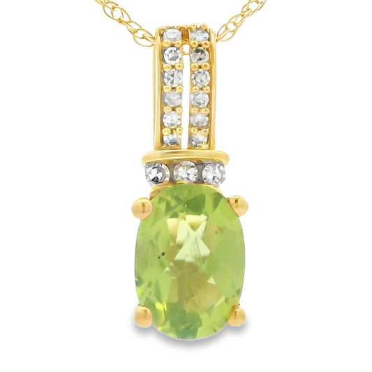 .37ct Peridot Diamond Fashion Pendants 10KT Yellow Gold