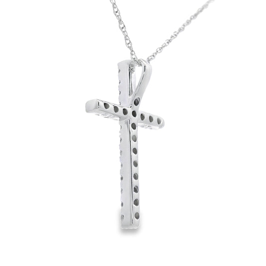 .19ct Diamond Cross Religious Pendant 14KT White Gold