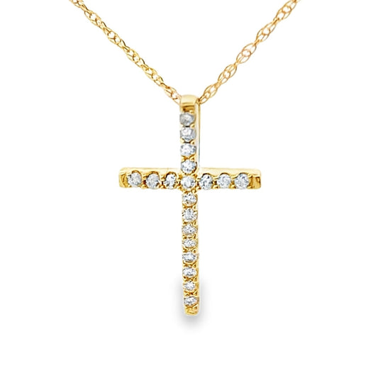 .10ct Diamond Cross Religious Pendant 14KT Yellow Gold