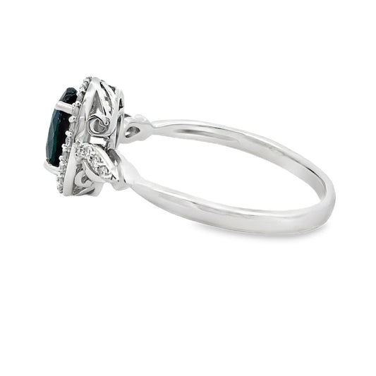1.07ct Sapphire Diamond Ring 10KT White Gold