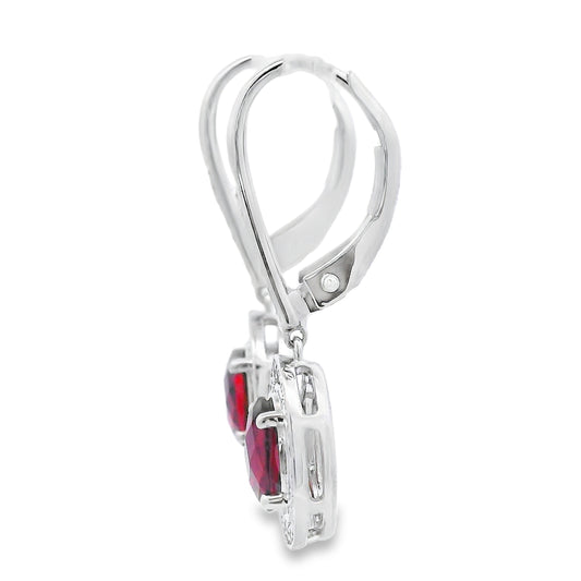 1.41ct Garnet Diamond Dangle Earrings 10KT White Gold