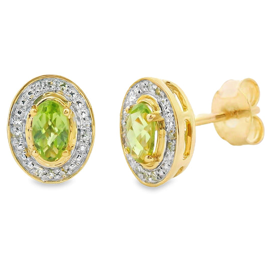 .50ct Peridot Diamond Earrings 10KT Yellow Gold