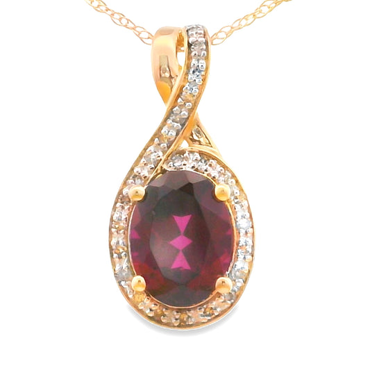 1.61ct Garnet Diamond Fashion Pendants 14KT Yellow Gold