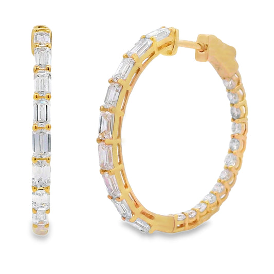 2.65ct Lab Grown Diamond Hoop Earrings 14KT Yellow Gold