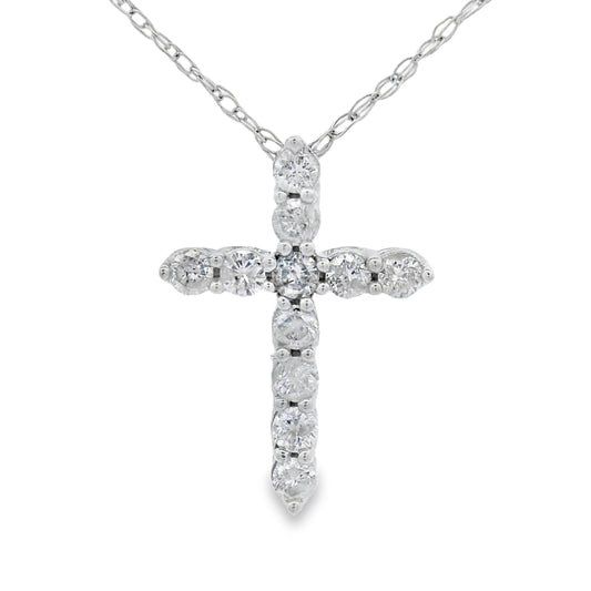 .19ct Diamond Cross Religious Pendant 14KT White Gold
