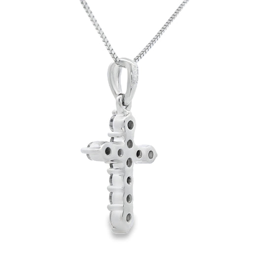 .23ct Diamond Cross Religious Pendant 14KT White Gold