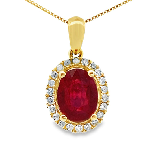 2.22ct Ruby Diamond Fashion Pendants 10KT Yellow Gold
