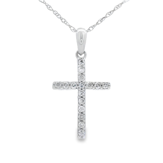 .11ct Diamond Cross Religious Pendant 14KT White Gold