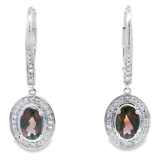 .81ct Quartz Diamond Dangle Earrings 10KT White Gold