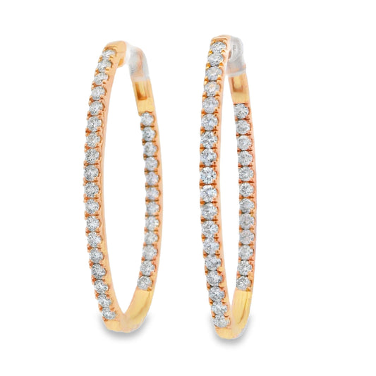 3.00ct Lab Grown Diamond Hoop Earrings 10KT Yellow Gold