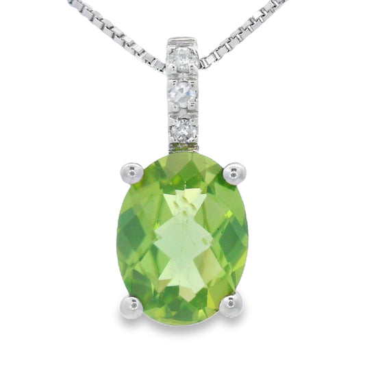 1.34ct Peridot Diamond Fashion Pendants 10KT White Gold