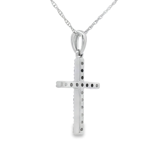 .13ct Diamond Cross Religious Pendant 14KT White Gold