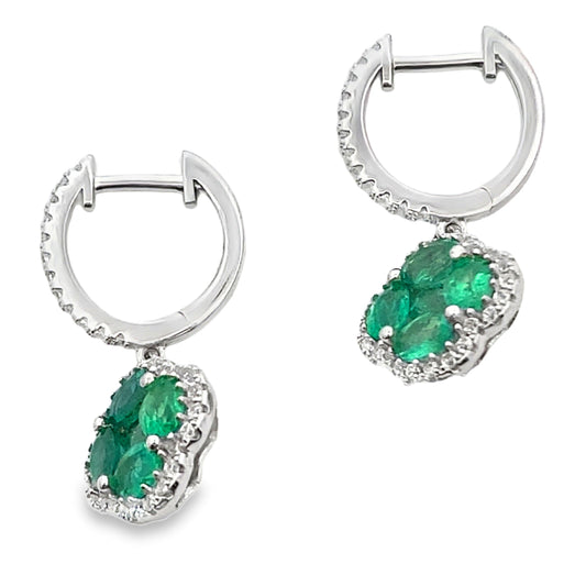1.93ct Emerald Zircon Dangle Earrings Sterling Silver