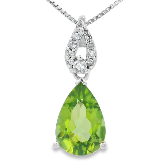 1.30ct Peridot Diamond Fashion Pendants 10KT White Gold