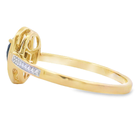 Genuine .52ct Onyx Diamond Ring 10KT Yellow Gold
