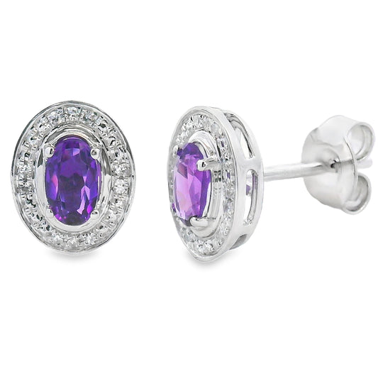 .49ct Amethyst Diamond Earrings 10KT White Gold