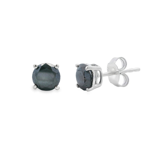 1.00ct Black Diamond Stud Earrings Sterling Silver