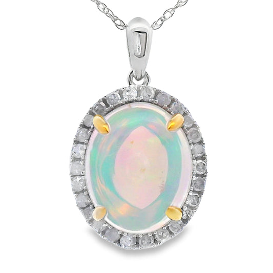 2.39ct Opal Diamond Fashion Pendants 10KT White Gold