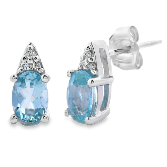 .83ct Aquamarine Diamond Stud Earrings 10KT White Gold