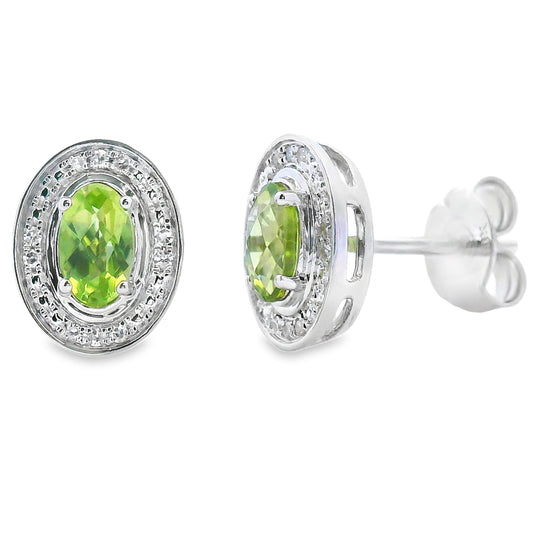 .50ct Peridot Diamond Earrings 10KT White Gold