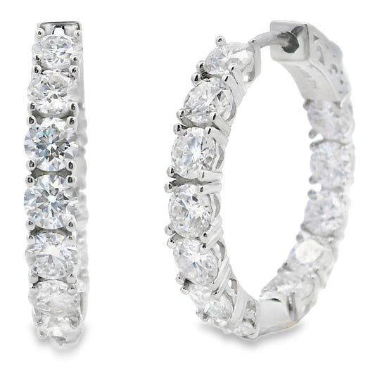 Natural 5.52ct Moissanite Hoop Earrings Sterling Silver